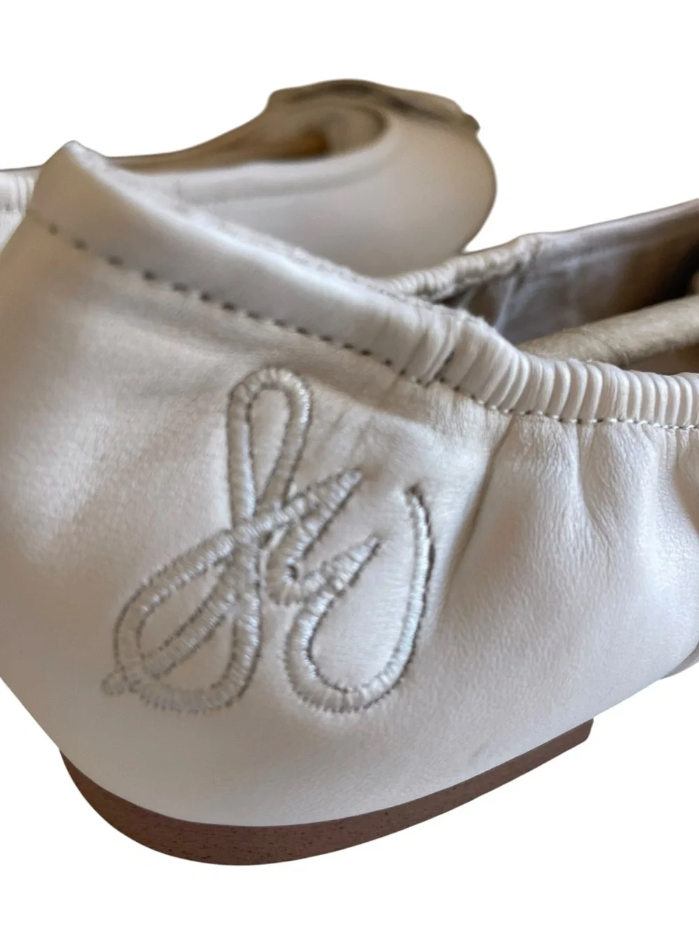 Sam Edelman Felicia Mini White Leather Ballet Flats with Bow Accent NWT